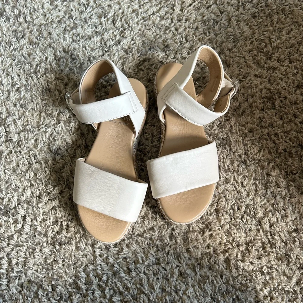 Sole Bliss  White Ankle-Strap Sandals with Buckle
